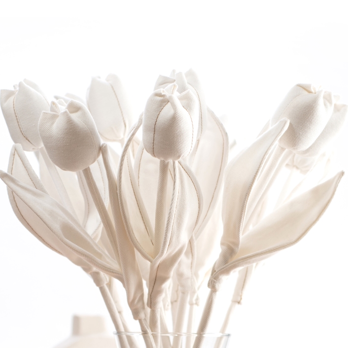 seven white denim tulips